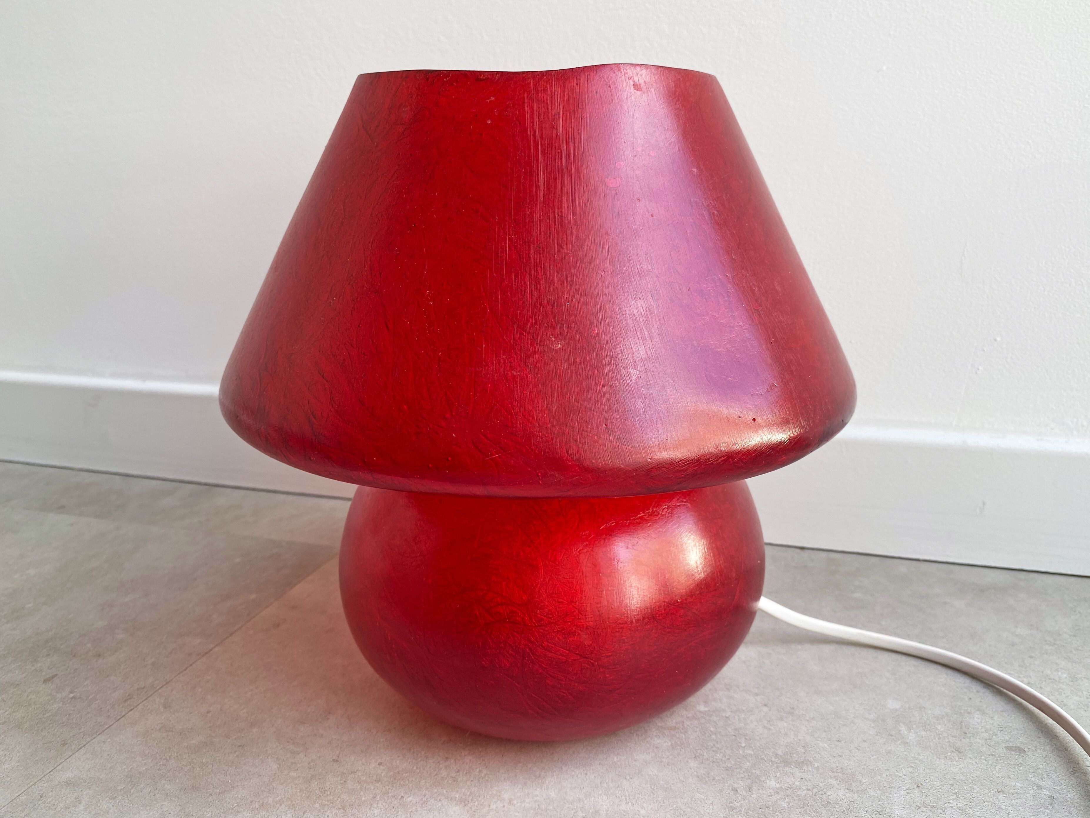 Large vintage fiberglass mushroom table lamp