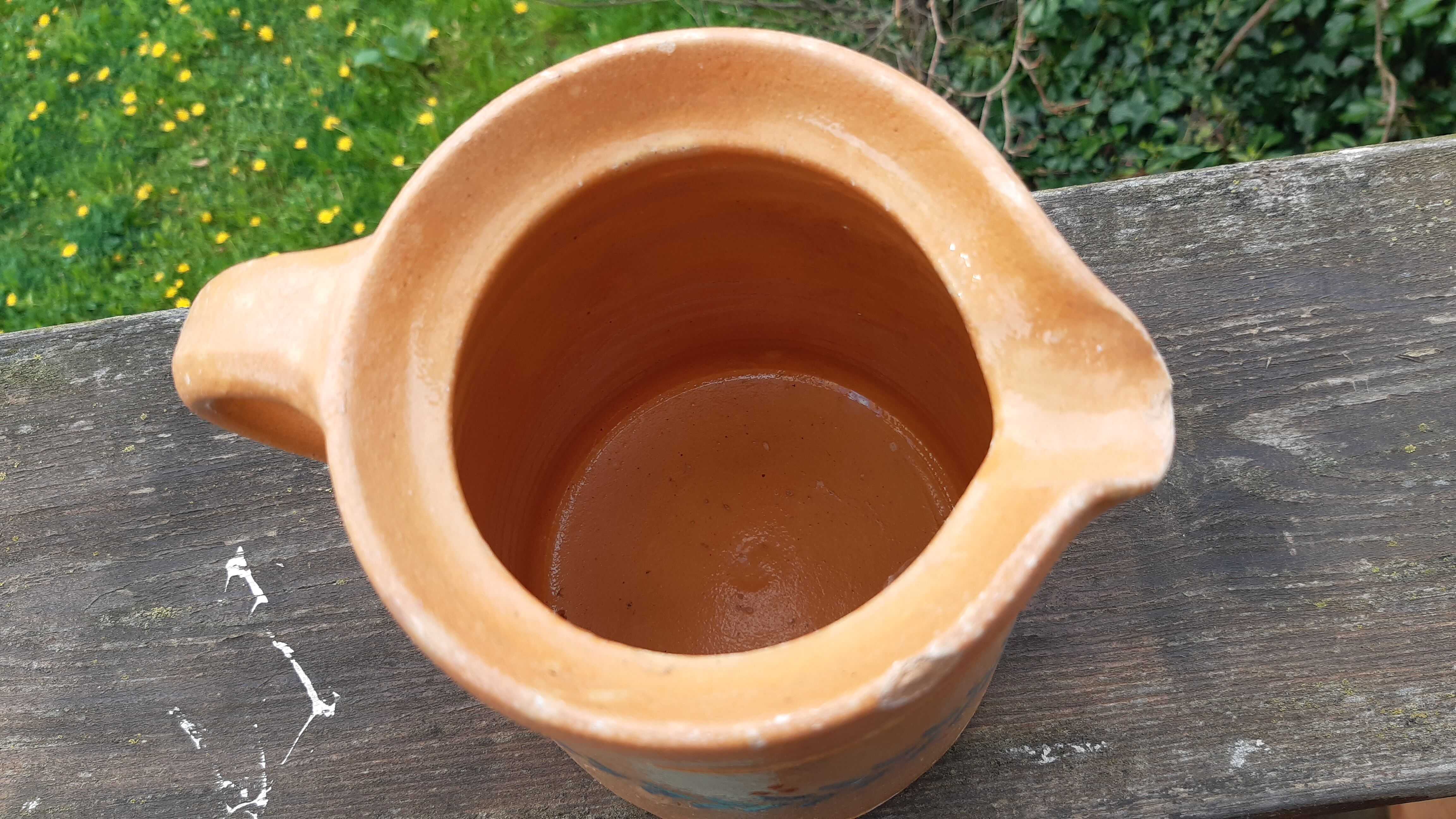 Glazed terracotta milk pot from Alsace
