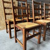 8 oak chairs with straw seats