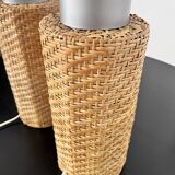 Pair of large Scandinavian rattan lamps from the 80s