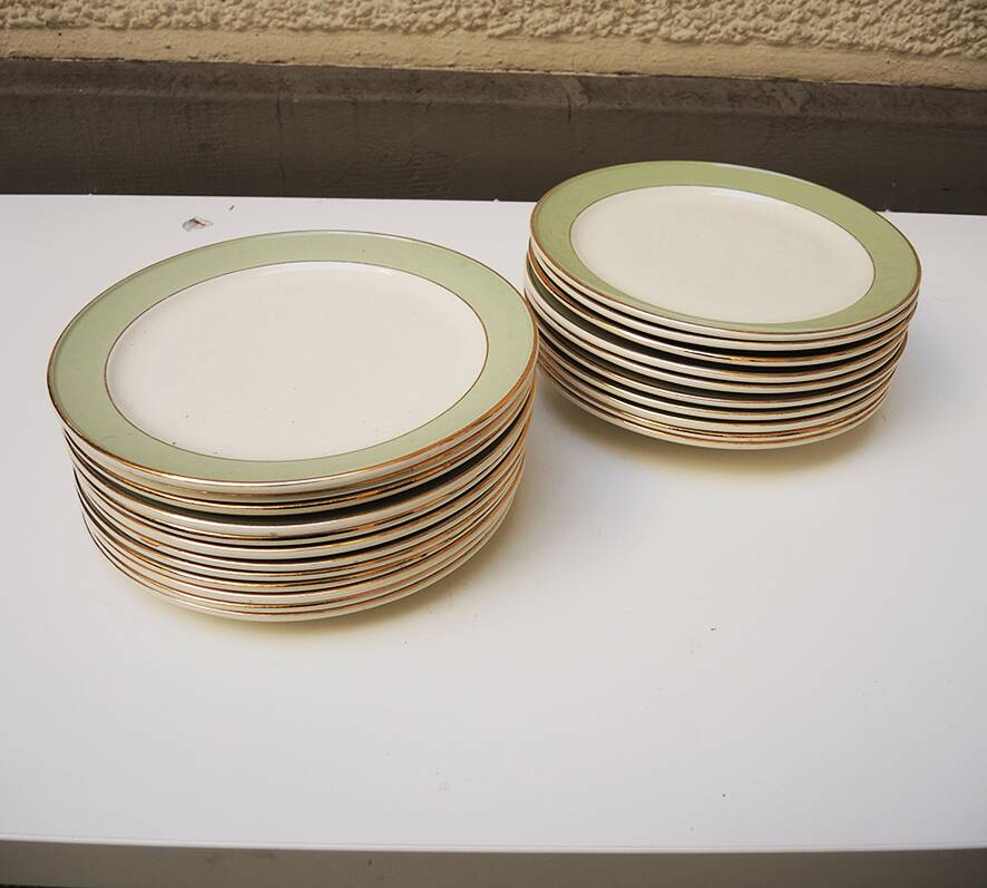 22 Antique Villeroy & Boch Celadon Dinner Plates