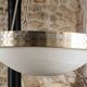 Large suspension art deco style, glass, aged brass finish.
