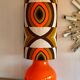 Orange opaline table lamp and vintage fabric