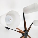 Vintage - Denemarken - 6 armige plafonlamp - teak - metaal - opaal glas - 60's