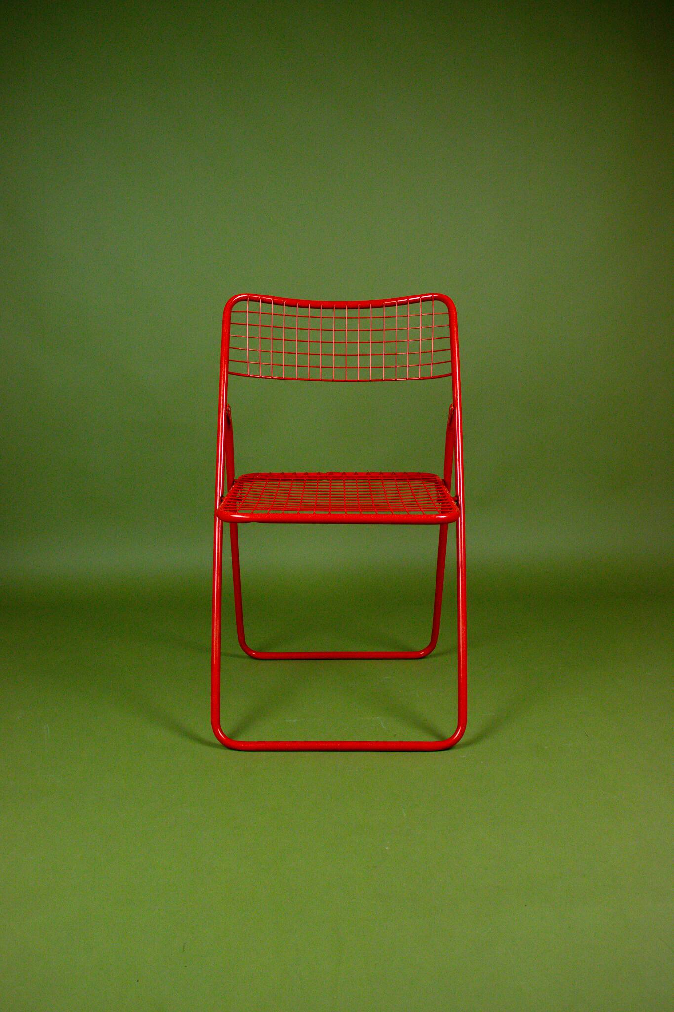 Red metal chair Ted Net Ikea vintage by Niels Gammelgaard