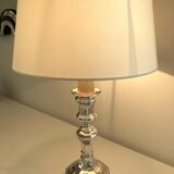 Silver metal candlestick lamp foot