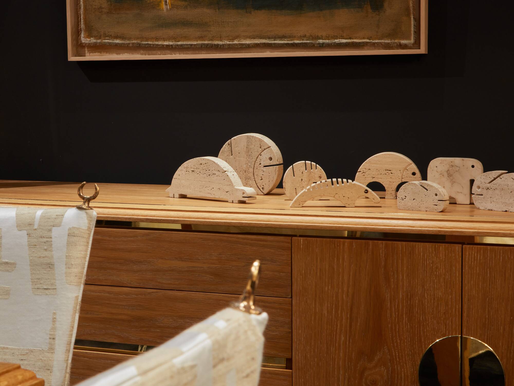 Set of 8 travertine animal sculptures by Fratelli Mannelli 1970