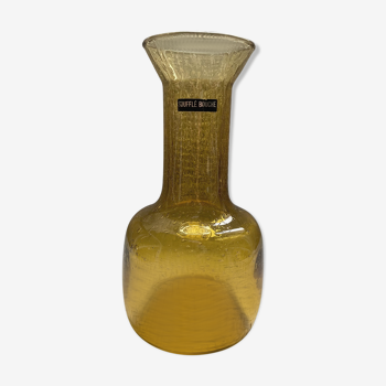 Amber bubble blown glass decanter