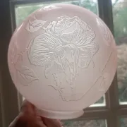 Sprat - frosted pink glass with pink flowers for chandelier lamp circa 1920