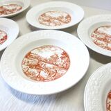 6 vintage white Augusty porcelain soup plates in very good condition.