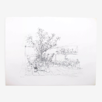 Lithographie de Jurg Keller intitulée "jardin sud"