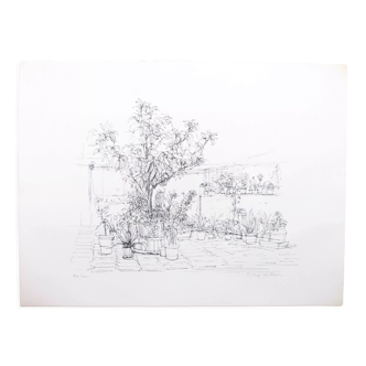 Lithographie de Jurg Keller intitulée "jardin sud"