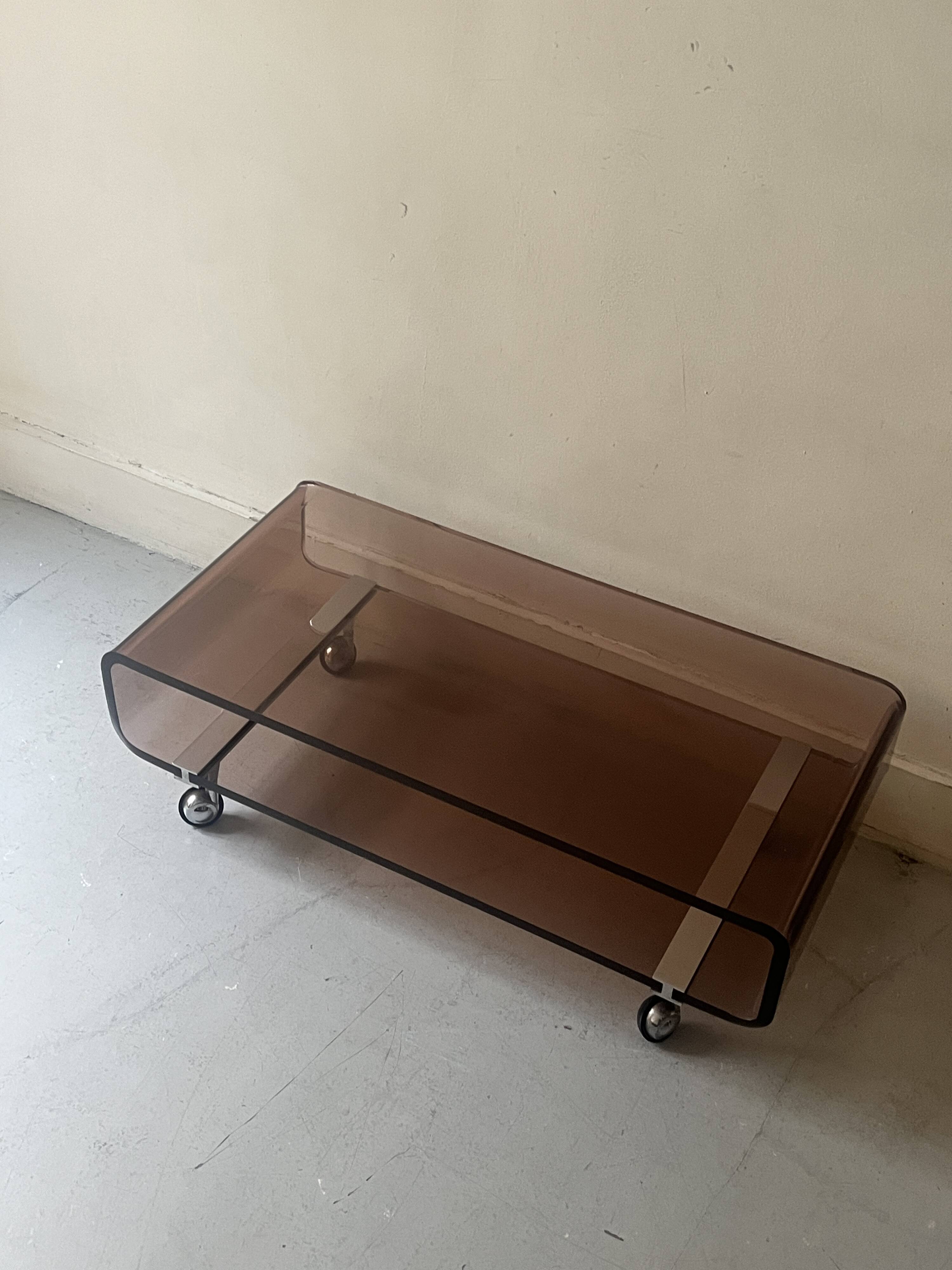 Michel Dumas Création - Smoked plexiglass coffee table for Roche Bobois 70