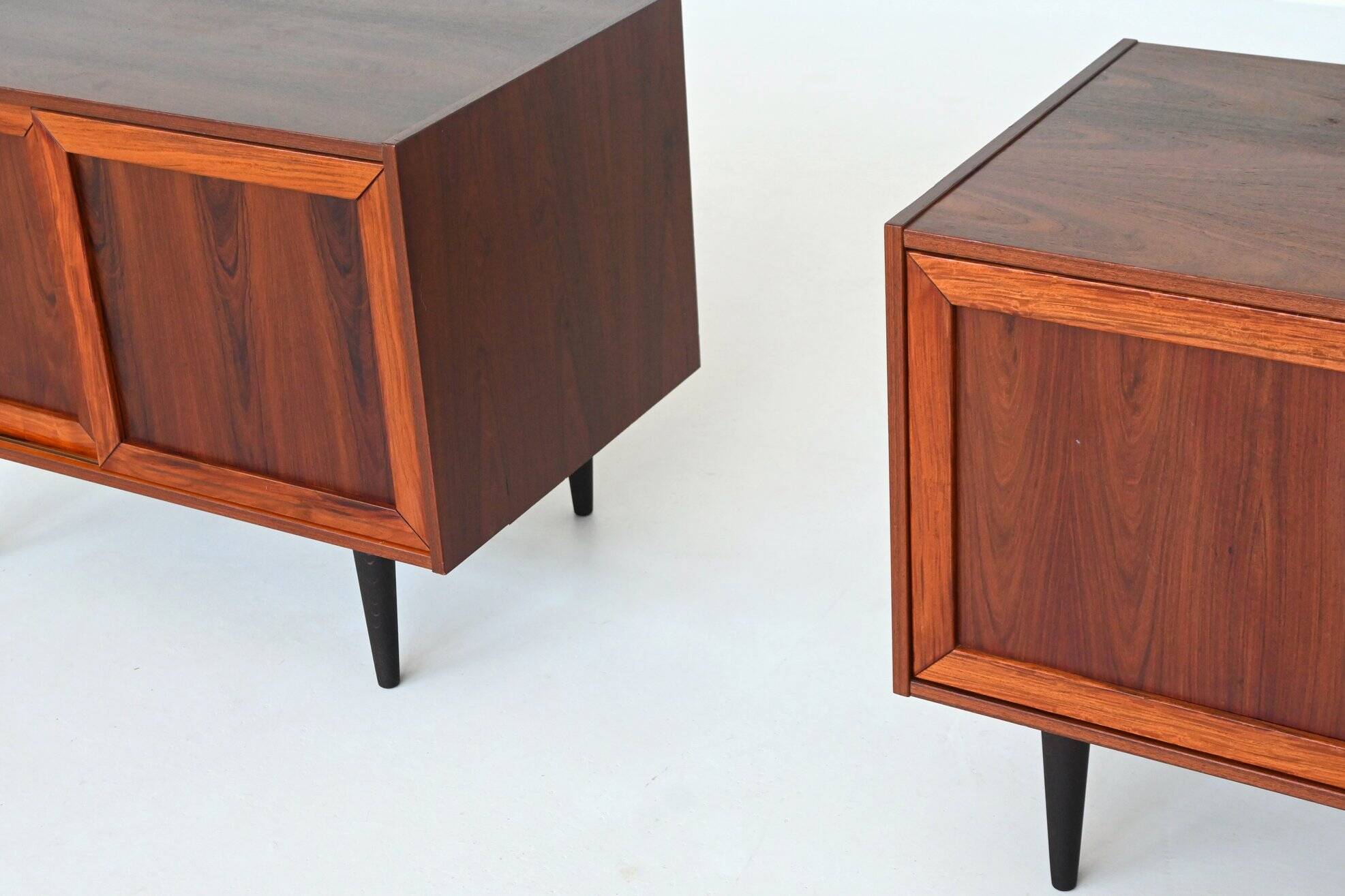 Pair of IB Kofod-Larsen cabinets in rosewood, Faarup, Denmark 1960.