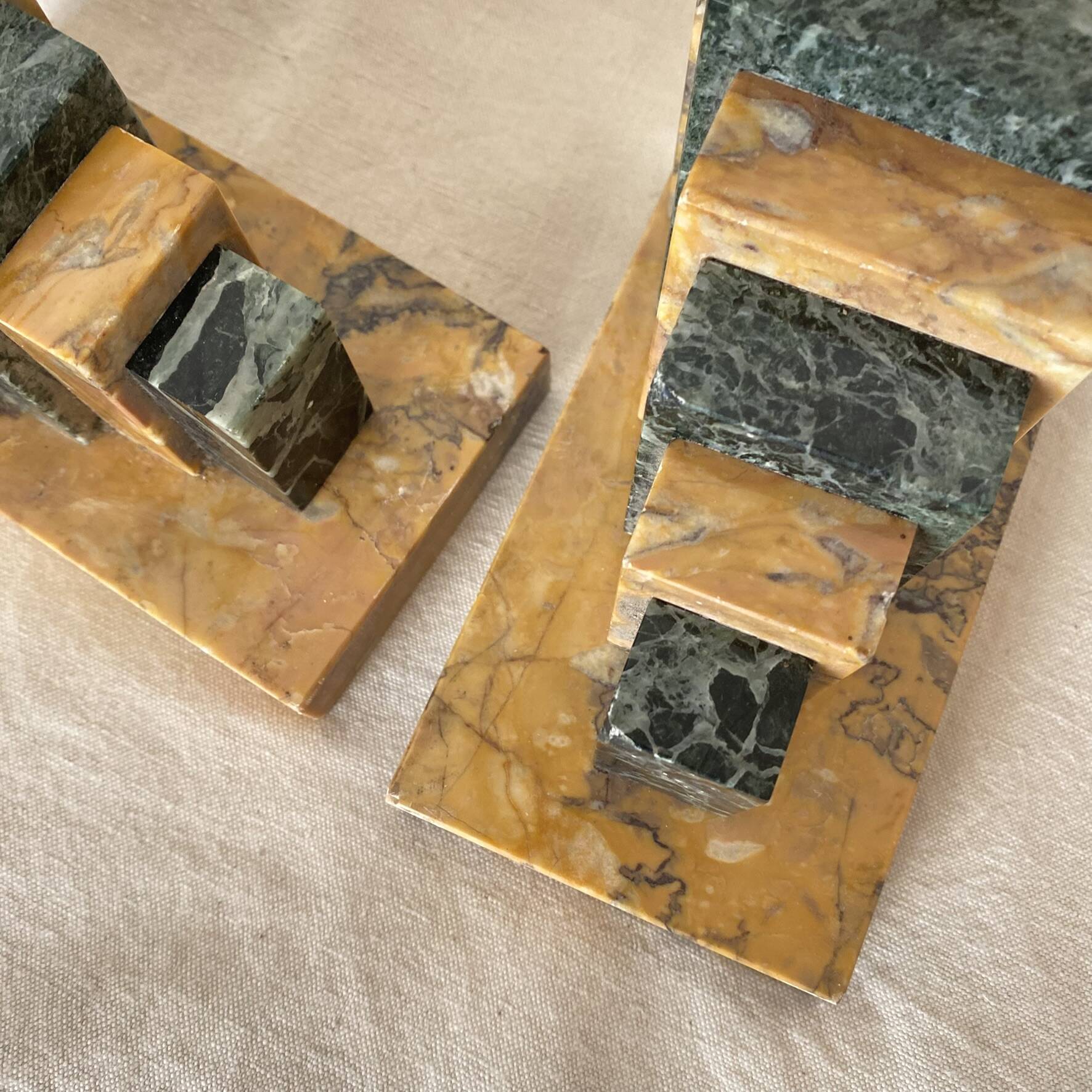 Pair of marble art deco bookends