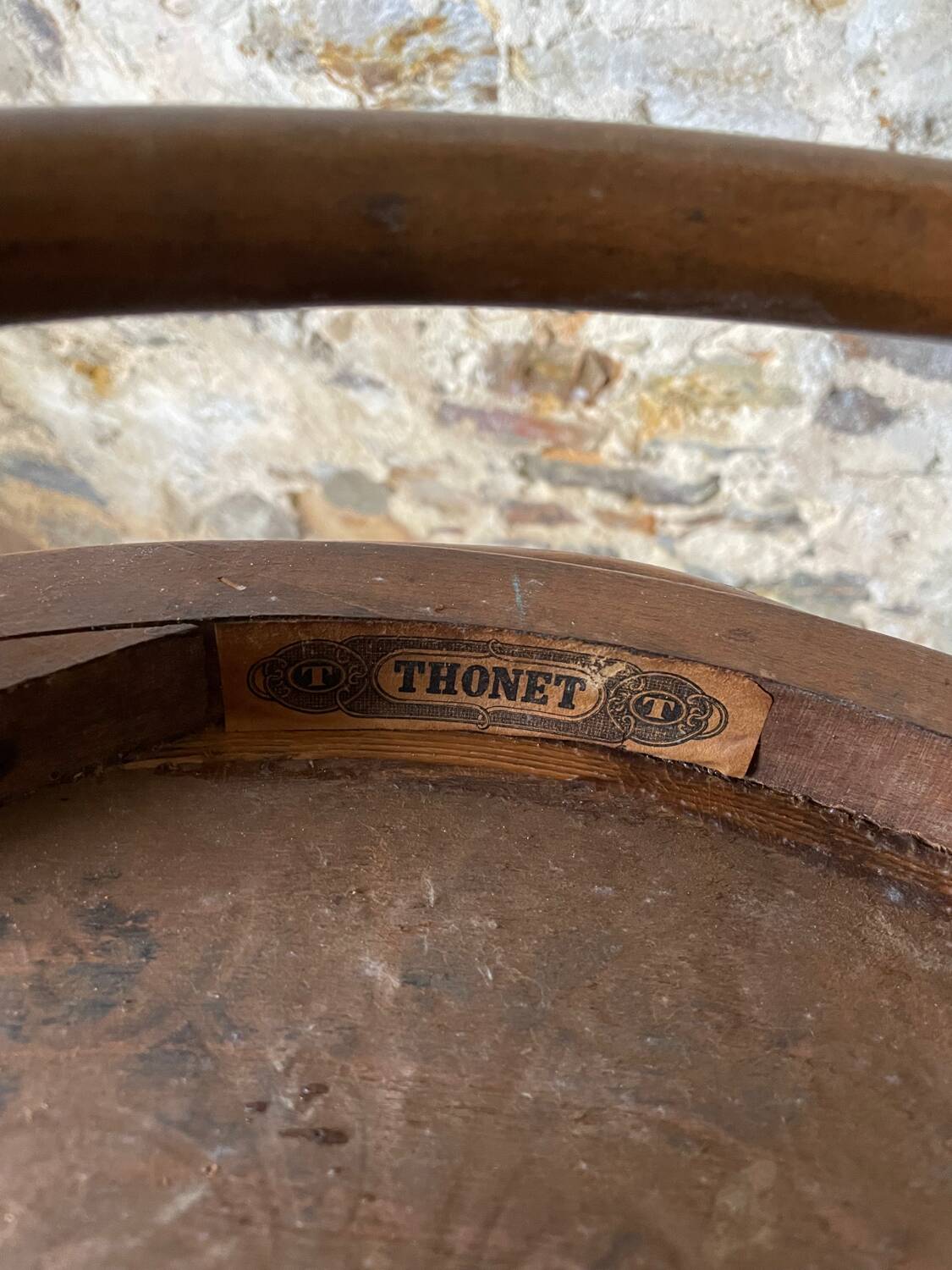 Thonet chair with bent wood, stamped.