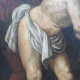 Tableau ancien Flagellation du Christ avec cadre en bois doré début XIX