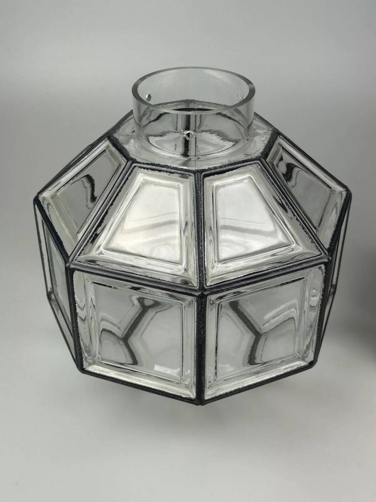 60s 70s ceiling lamp Glashütte Limburg Germany glass & brass Space Age