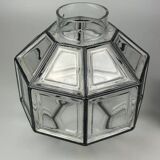 60s 70s ceiling lamp Glashütte Limburg Germany glass & brass Space Age