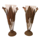 Paire vases  coupes verre souffle & monture fer forge "arum" vintage