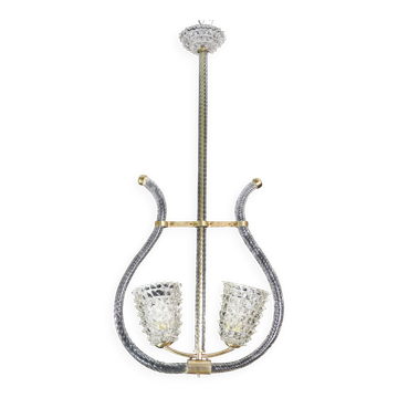 Étonnant lustre en verre de Murano Rostrato à 2 lumières par Barovier & Toso,