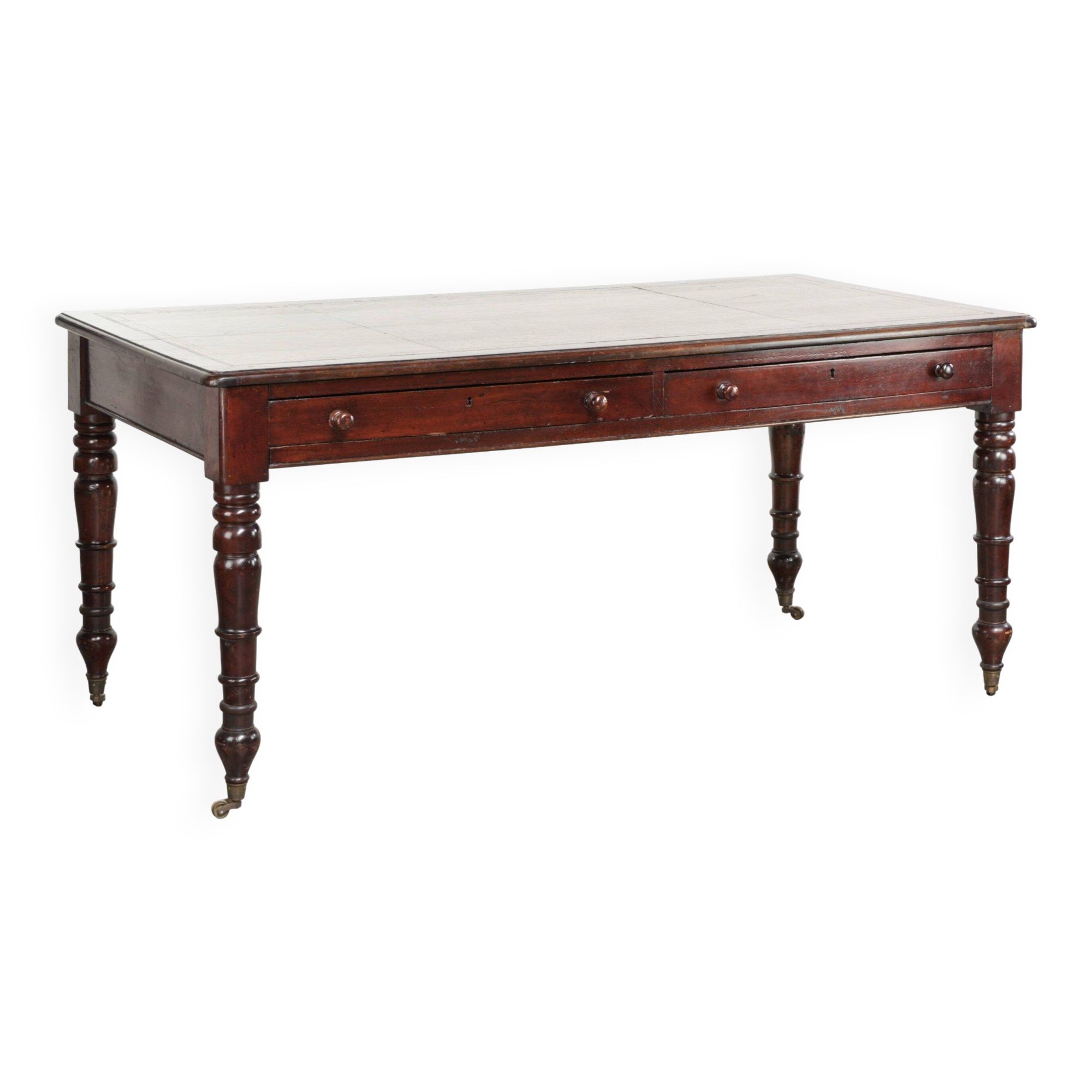 Antique English writing desk from the late 19th century with a warm colour