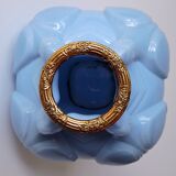 Art Deco vase in molded and pressed opaline. Stamped CLA France décor of Birds