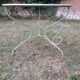 Garden furniture set with 1 table, 2 armchairs, and 2 chairs in antique green wrought iron.