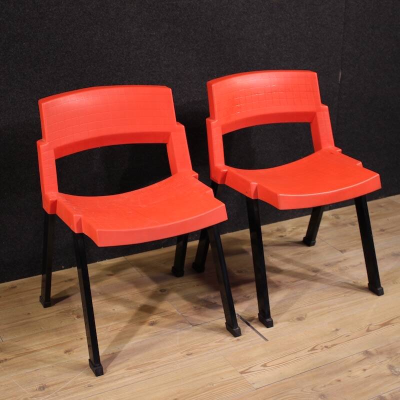 Paire de chaises rouges City par Lucci & Orlandini pour Lamm