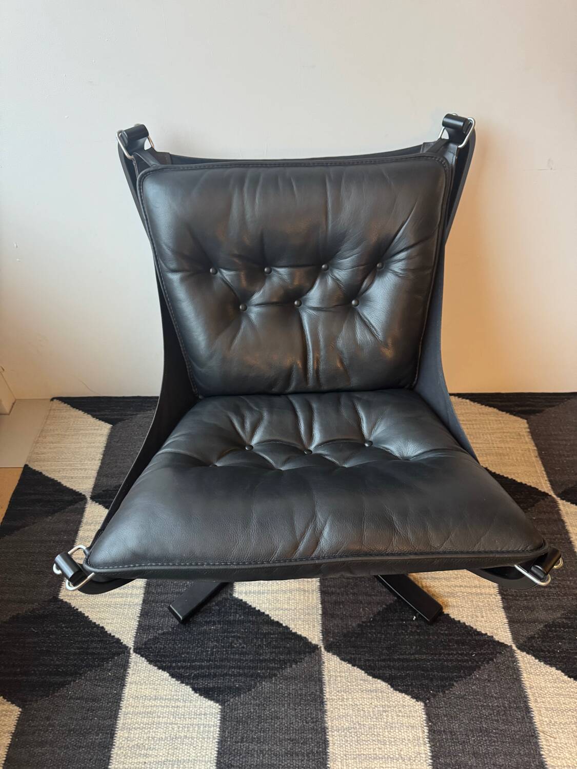 "Lounge chair 'Falcon' in black leather by Sigurd Ressel, Norway"