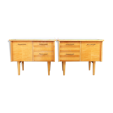 Pair of bedside 60s maple plate