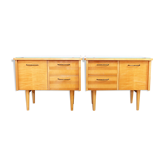 Pair of bedside 60s maple plate
