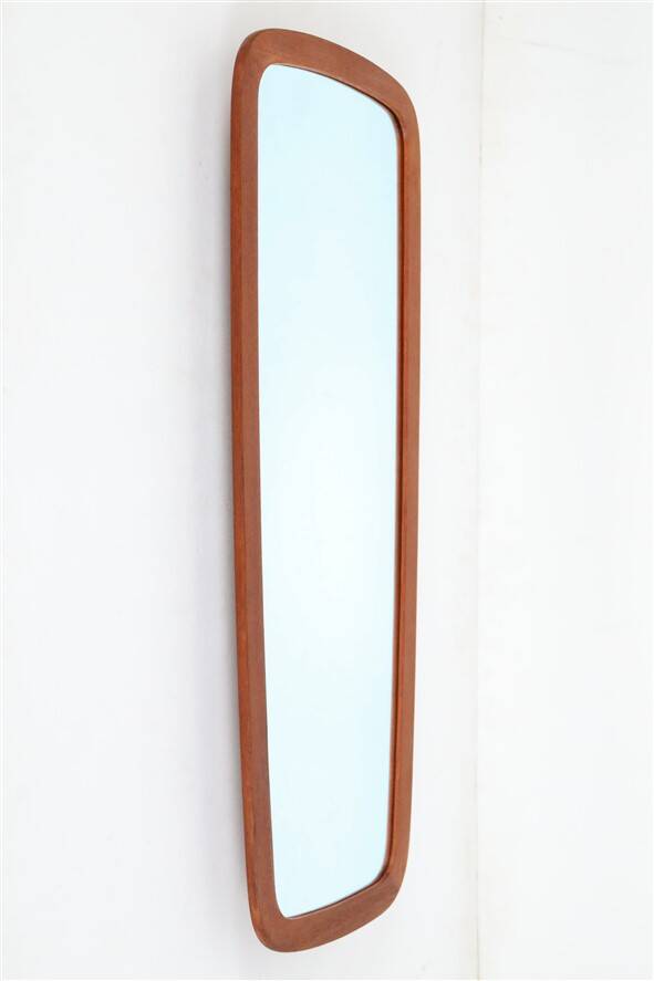 Big fully restored teak wall mirror / Mid-century Danish modern design / 1960s