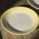 Set of 2 large plates with yellow rim, brand 12.
