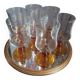 7 vintage amber stemmed glasses