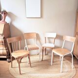 Set of 4 reimagined and mismatched vintage chairs