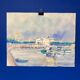 Aquarelle Marine Vintage Port de Saint-Jean-de-Luz