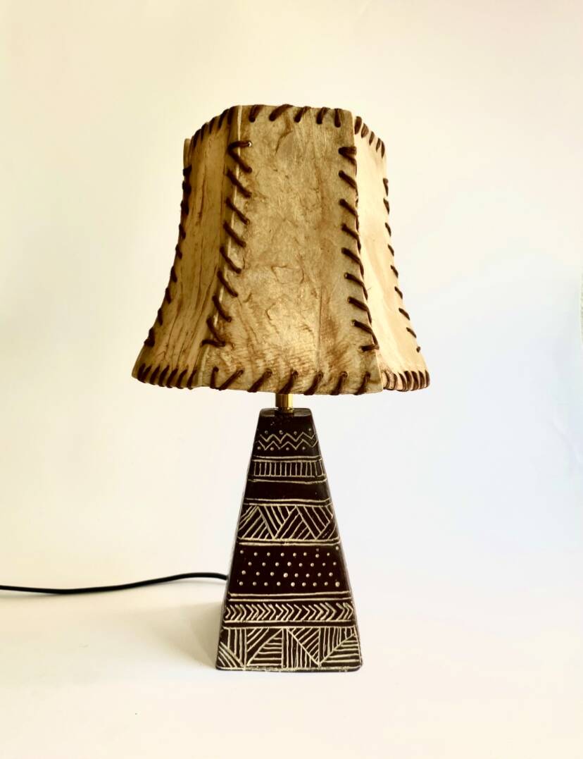Lampe terre scarifiée, câble 2 M tissu, abat-jour