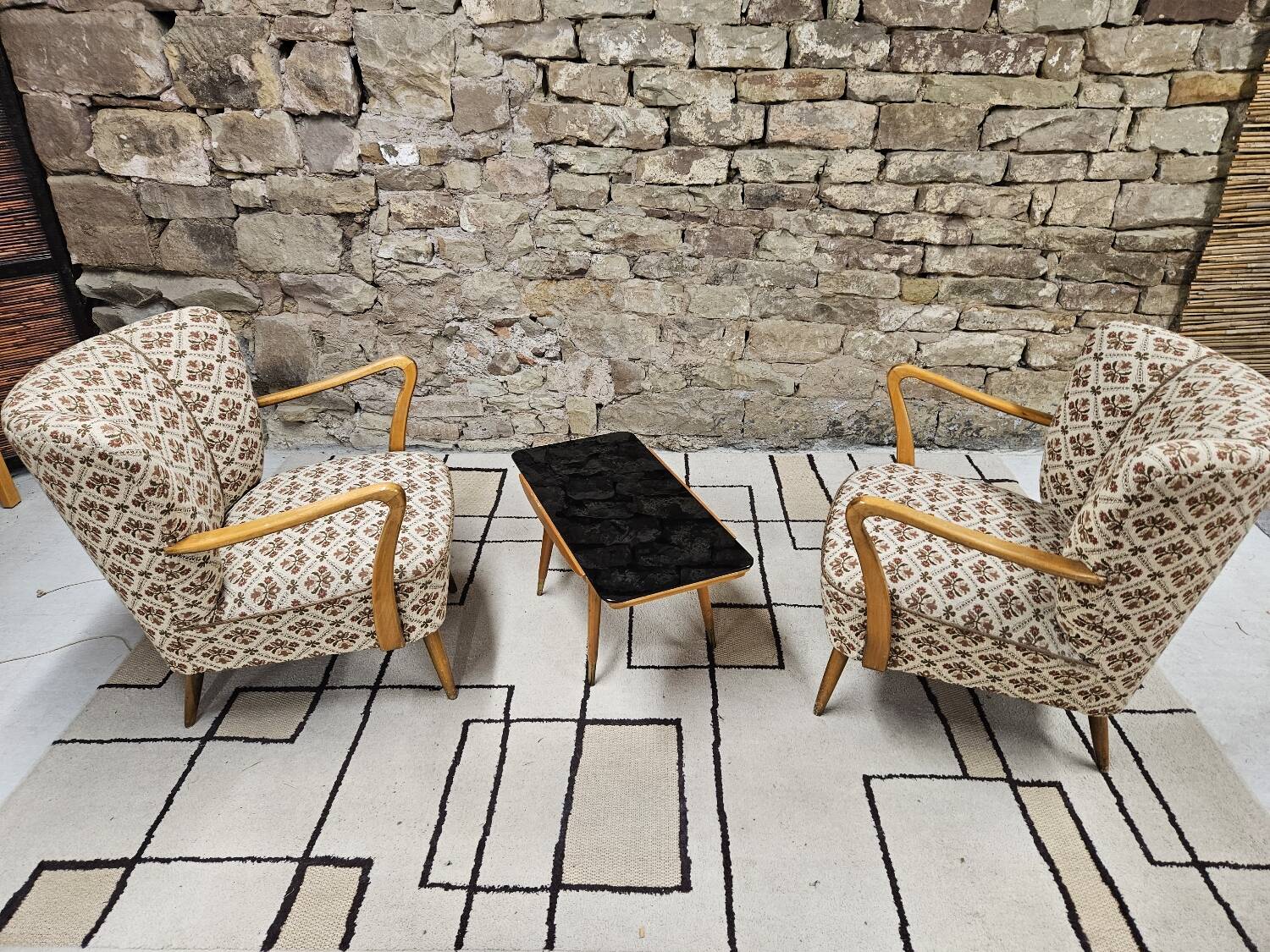 Pair of 1960 flowered armchairs
