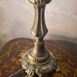 antique bronze floor lamp from the 19th century in superb condition with a beautiful iris glass shade