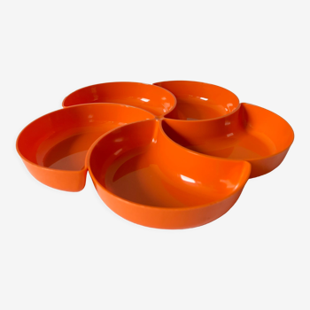 Vintage orange plastic flower dish