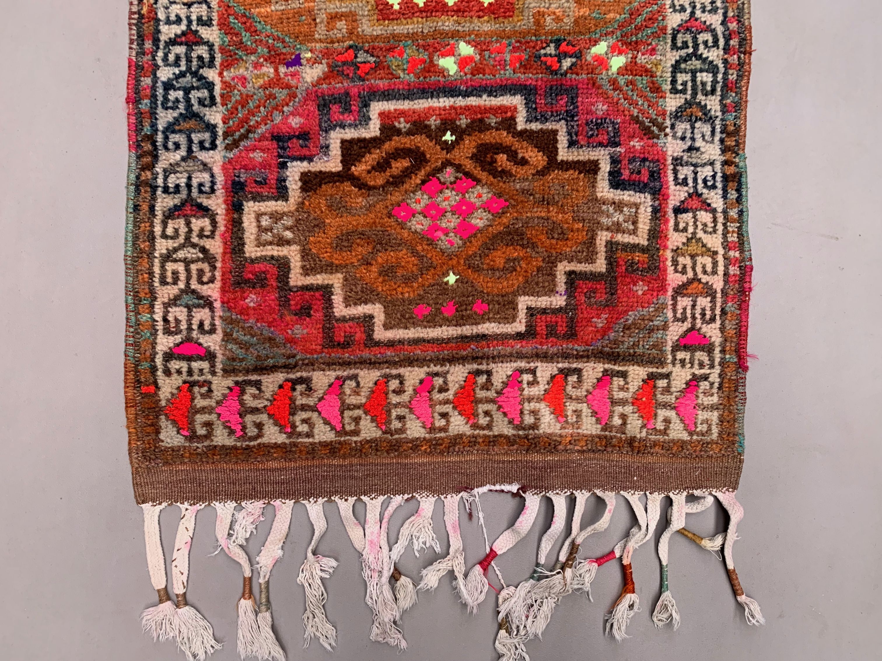 Vintage turkish tribal runner 305x83 cm veg dye wool rug tribal, handmade