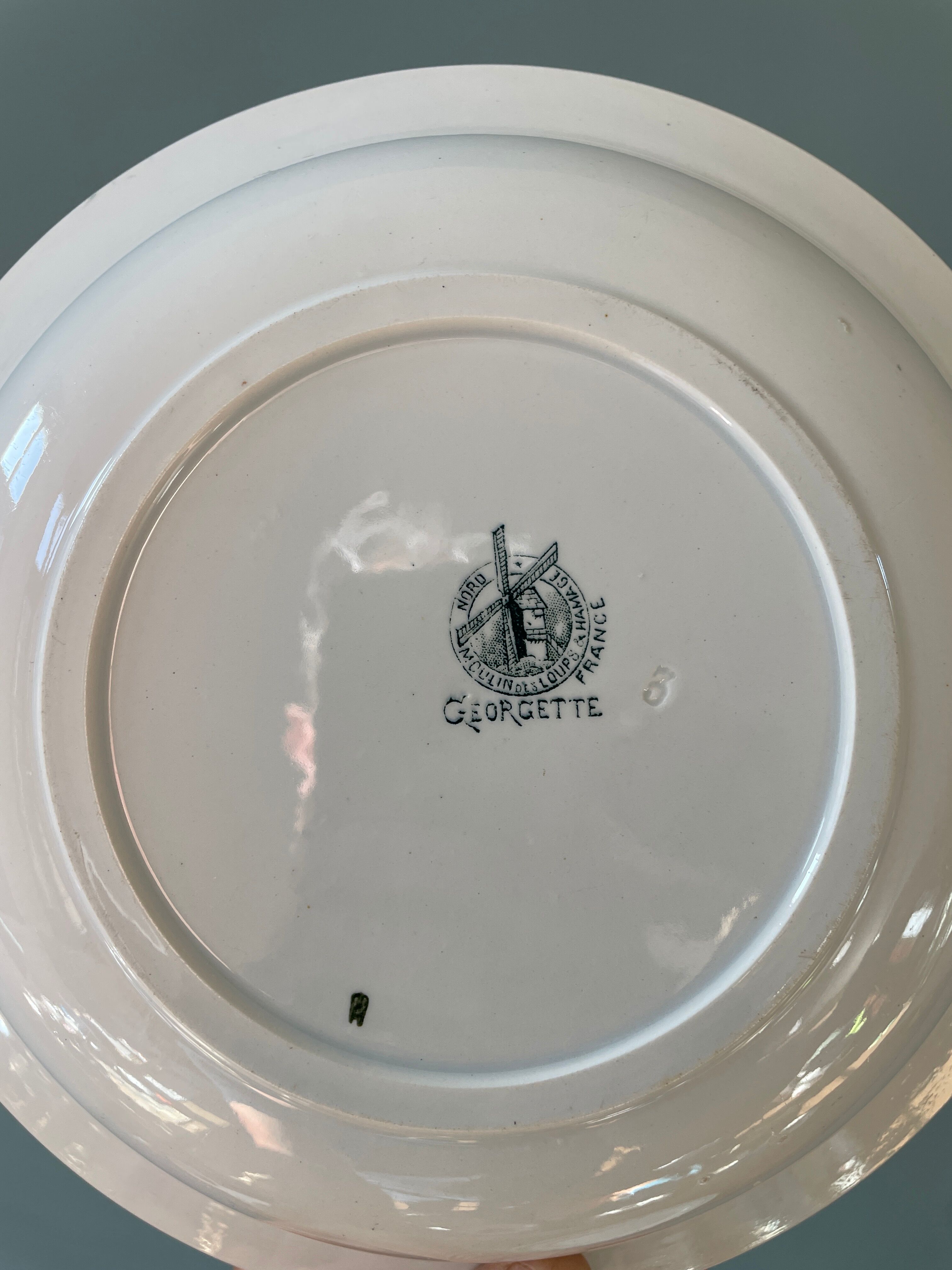 Set of 2 old dishes Moulin des Loups and Hamage, model "Georgette"