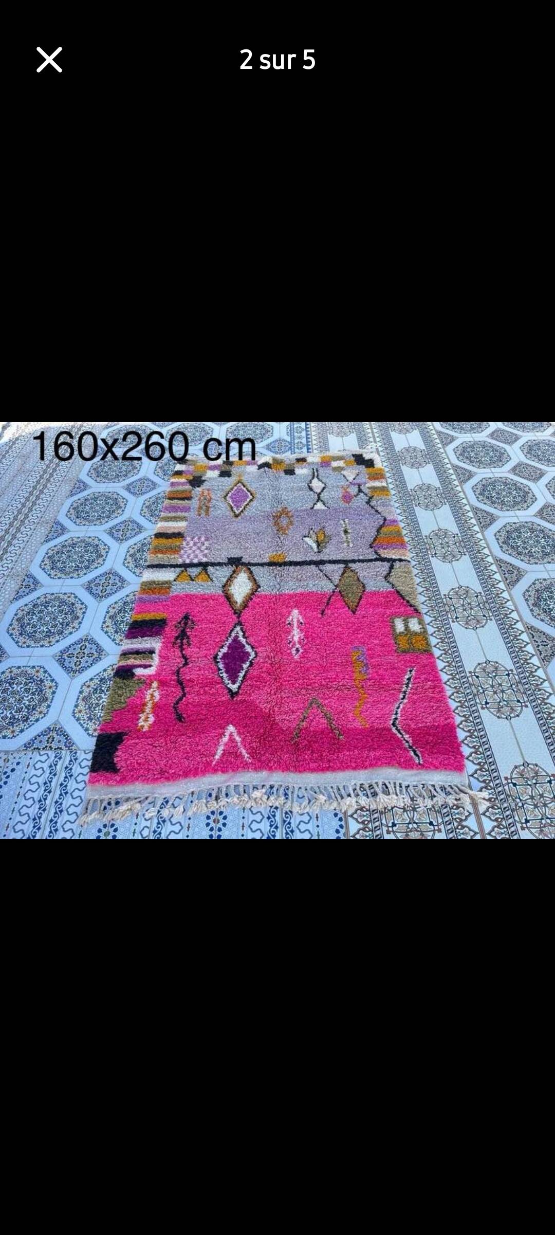 Berber rug in natural wool 160 x 260 cm