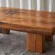 Brutalist coffee table in solid oak - 1920s