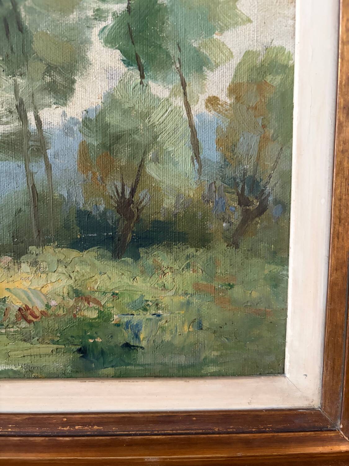 Oil on canvas Landscape with large trees, signed D. Qvyo