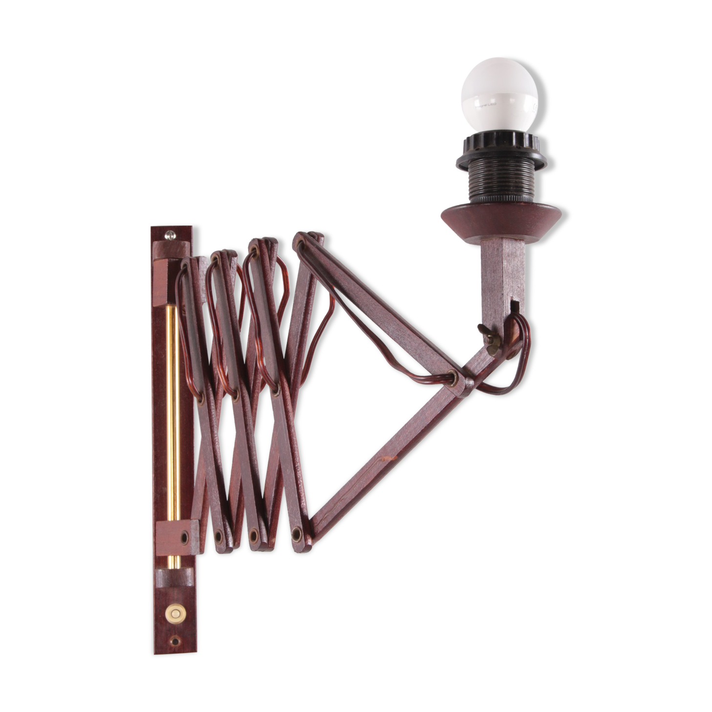 Vintage wall harmonica lamp teak Danish design, 1960