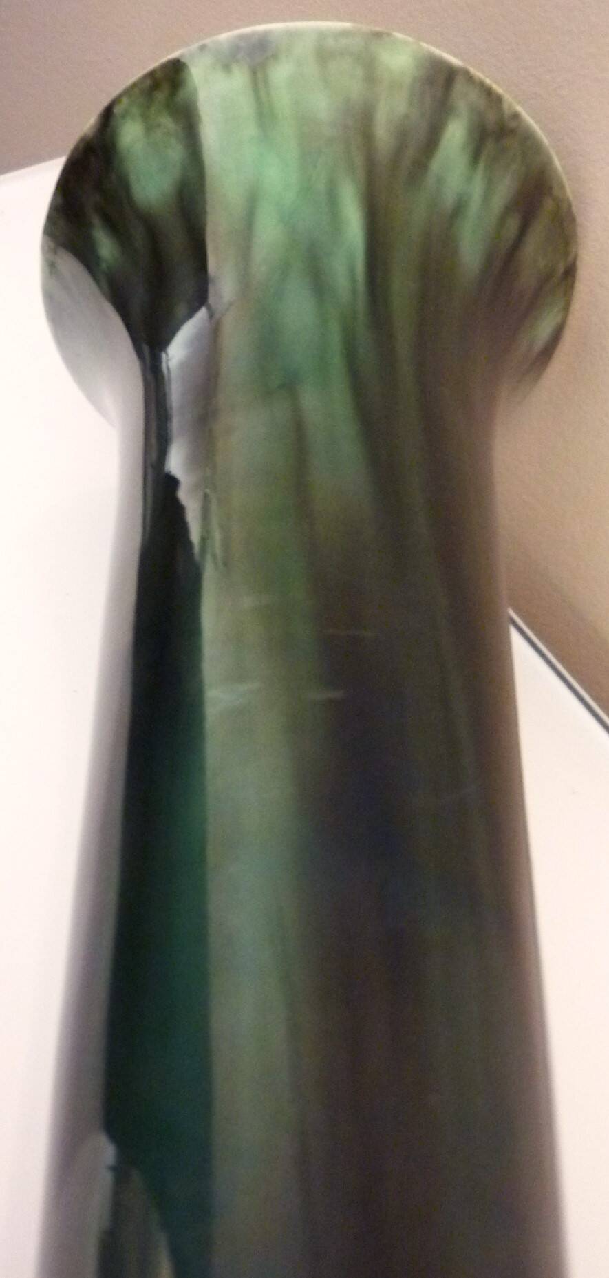 Large art deco vase in enameled ceramic and chiseled bronze foot