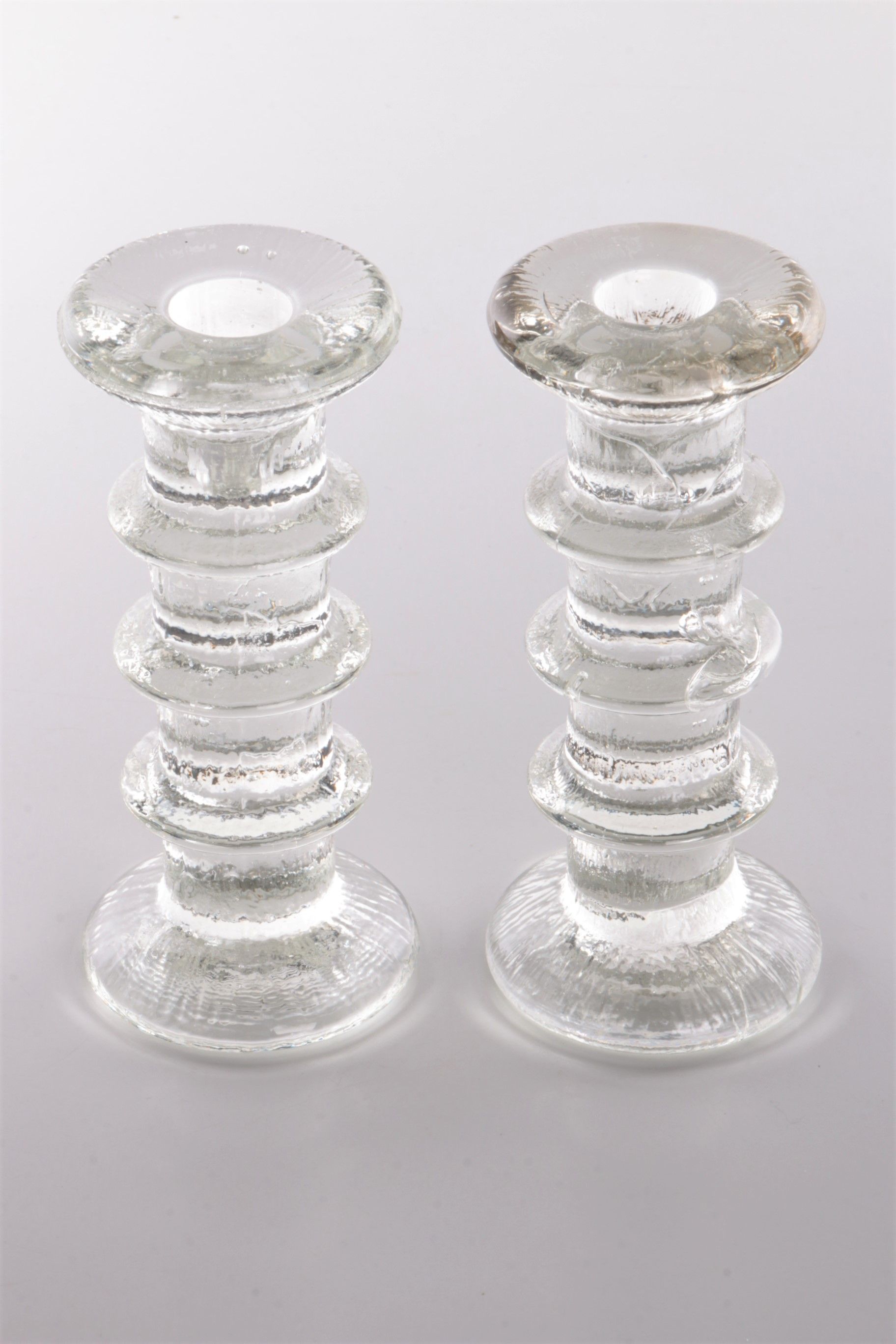 Vintage set of 2 glass candlesticks design by staffan gellerstedt 1960s