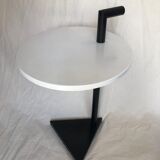 80s side table, black & white geometric shapes